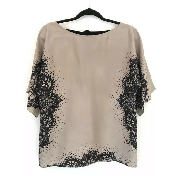Corey Lynn Calter Silk Lace Print Blouse Tie Back - Picture 1 of 8